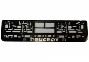 Рамка для номера с защелкой "Peugeot" (серебро)