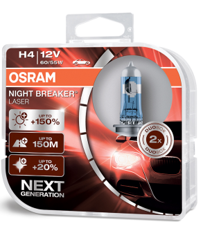 Лампы Osram Н4 (60/55) (+150% яркости) Night Breaker Laser Next Generation 2шт.