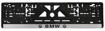 Рамка для номера с защелкой "BMW" (серебро)