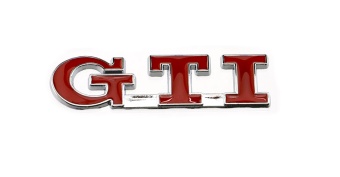 Наклейка металл "GTI" красная 9х3см