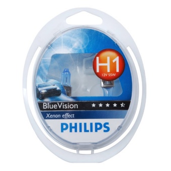 Лампы Philips H1 (55) Blue Vision 12В 2шт.